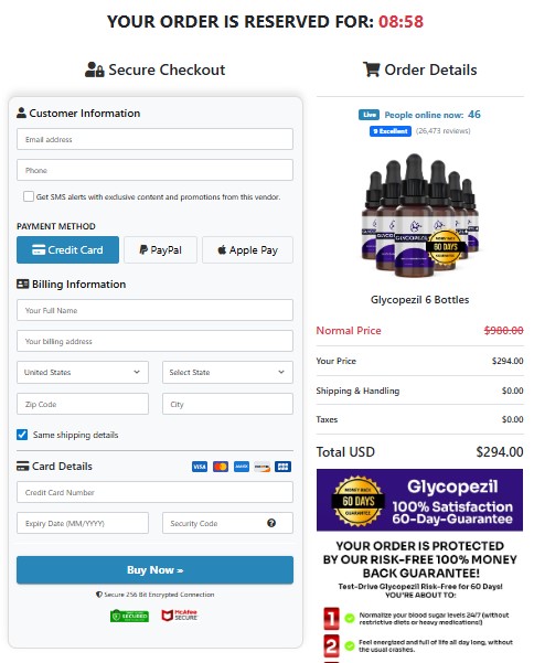 GlycoPezil order page